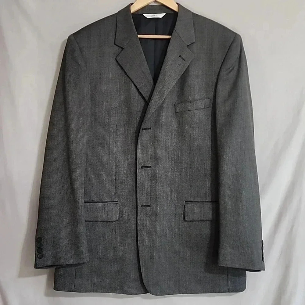 Versini Mens 46 Long Gray Wool Blend 3 Button Suit‎ Jacket Blazer Sport Coat